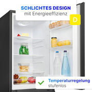 Refrigerador con congelador Bomann® de 143 cm de altura | Frigorífico combi de 175 L con 3 estantes y 3 cajones | Sentido de apertura de puerta reversible | Frigorífico combi silencioso de 39 dB | Frigorífico KG 322.1 aspecto inox