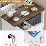 GustoWave Alacena de cocina para microondas con almacenamiento, 3 puertas, 1 cajón y estantes ajustables, gabinete de despensa