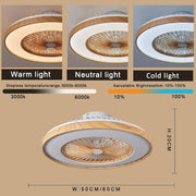 Ventilador de techo silencioso con luz y mando a distancia, lámpara de techo LED con ventilador de 50/60 cm, 96 vatios, 9600 lúmenes, regulable, motor CC reversible para dormitorio y cocina - 50 cm
