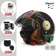 Casco de moto retro vintage con Bluetooth integrado | Intercomunicador de 4ª generación