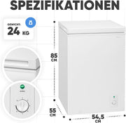 Bomann, arcón congelador de 100 l, color blanco GT7355 – 4 estrellas, temperatura ≤ -18 °C, capacidad de congelación 4,5 kg/24 h, piloto de control, ajuste de temperatura, extraíble, ruedas, ideal para la familia
