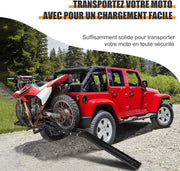 Portabicicletas para Motocicleta Resistente con Rampa de Carga, Soporte de Enganche, Correas de Trinquete, Portaequipajes - Carga Máxima 226 kg