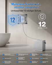 Robot limpiacristales ECOVACS WINBOT W2S Omni con estación multifunción, limpieza inteligente hasta los bordes con TruEdge™, carga durante el funcionamiento, TRES boquillas de agua, protección de 12 niveles