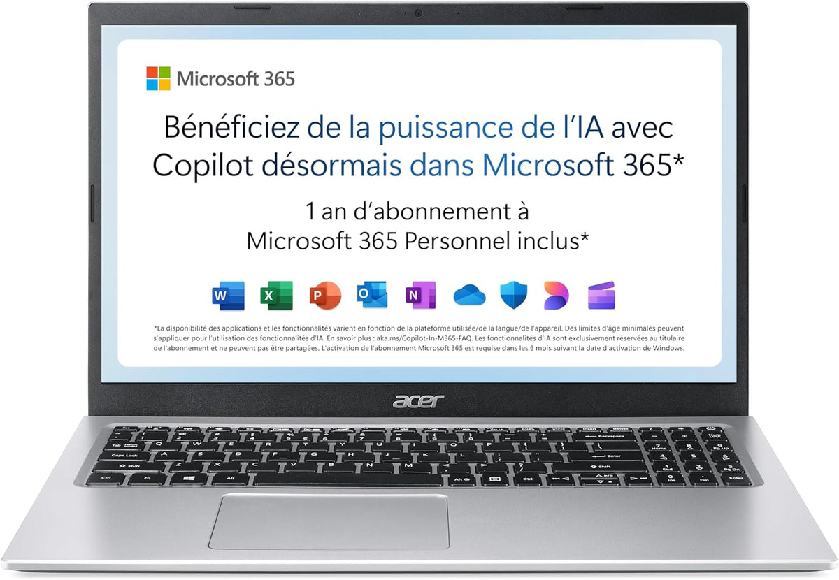 Acer Aspire 1 A115-32-C3AK Ordenador portátil 15,6'' Full HD, PC portátil (Intel Celeron N4500, RAM 4 GB, 128 GB eMMC, Intel UHD Graphics, Windows 11) - Teclado AZERTY (francés), portátil gris