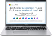 Acer Aspire 1 A115-32-C3AK Ordenador portátil 15,6'' Full HD, PC portátil (Intel Celeron N4500, RAM 4 GB, 128 GB eMMC, Intel UHD Graphics, Windows 11) - Teclado AZERTY (francés), portátil gris