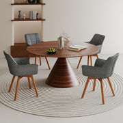 WAFTING Juego de 6 sillas de comedor giratorias, silla giratoria de 360° con reposabrazos y patas de madera, silla tapizada de terciopelo para comedor, sala de estar, cocina, dormitorio, gris oscuro