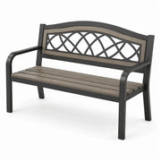 Banco de metal con plástico efecto madera 127cm negro marrón