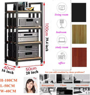 Mueble para equipo de sonido, soporte de 4 niveles para componentes estéreo, torre de audio y video, mueble multimedia, estante de madera moderno, para reproductor de CD/DVD, altavoces, amplificador, unidad de almacenamiento de entretenimiento