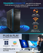 Greed® Basic V2 PC con Intel Core i5 10400 - Ordenador rápido + Ordenador de sobremesa para el hogar con 4,3 GHz, 8 GB RAM - 256 GB SSD - DVD+RW - USB3.1 - Wi-Fi, con Windows 11 Pro
