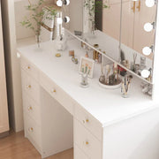 Tocador de maquillaje LED de lujo con 9 cajones, elegante estación de maquillaje