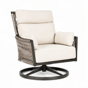 Sillón giratorio de aluminio con tapizado textil beige
