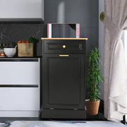 Mueble de cocina para basura con frente abatible, encimera de madera y cajón organizador