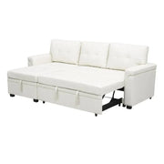 Sofá seccional reversible convertible con cama extraíble, chaise longue con almacenamiento oculto y patas duraderas