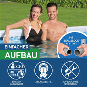 Set de piscina con estructura Power Steel de Bestway, ovalada, con bomba de filtrado, 305 x 200 x 84 cm, gris, 5614A