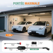 Cargador de coche eléctrico AIMILER 11kW con App, 8-16A, 7M, estación de carga trifásica para vehículos eléctricos con conector Tipo 2, incluye soporte de pared, pantalla OLED digital, IP66, compatible con Model 3/Y, EX30, 208EV y PHEV.