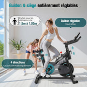 Bicicleta Estática, Bicicleta de Fitness para Ejercicio en Interiores Silenciosa con Pantalla LCD, Manillar y Asiento Ajustables, Resistencia Regulable para Entrenamiento Cardiovascular en Casa