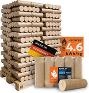 Bricquetas de madera Nestro XL Blue - Bricquetas de madera blanda, palé de 960 kg (96x10 kg) - Bricquetas premium para chimeneas, calderas y estufas - Alto poder calorífico, bajo contenido en cenizas y máxima eficiencia energética