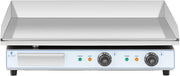Plancha eléctrica Royal Catering de 2 fuegos 73 x 40 cm, 2 x 2.200 W, 730 x 400 mm, profesional lisa de acero inoxidable, de sobremesa, doble, comercial para barbacoa, snack-bar, exterior