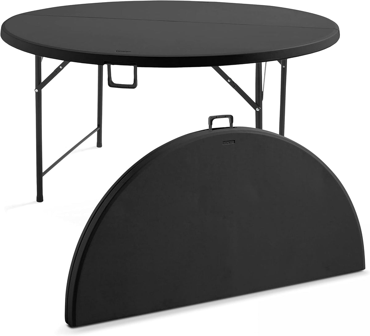 Mesa plegable redonda negra para 8 personas
