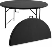 Mesa plegable redonda negra para 8 personas