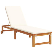 2025 Tumbonas 2 uds con Mesa y Cojines de Madera Maciza de Acacia, Tumbona con Cojines Crema de Madera Maciza de Acacia, Mesa Auxiliar de Jardín 35x35x34 cm de Madera Maciza de Acacia V8526