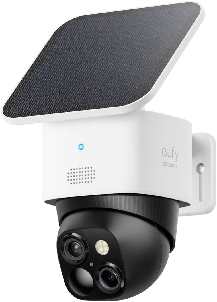 Cámara de seguridad solar eufy Security SoloCam S340, cámara de vigilancia WiFi para exteriores sin cables, vigilancia 360° 3K, sin puntos ciegos, Wi-Fi de 2,4 GHz, sin cuotas mensuales, compatible con HomeBase 3