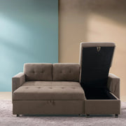 Sofá seccional reversible convertible con cama extraíble, chaise longue con almacenamiento oculto y patas duraderas