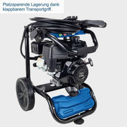 Limpiadora de alta presión térmica Scheppach HCP5000 – 4,3 kW – Motor de gasolina de 4 tiempos 5,9 CV – Presión 241 bares – Caudal 570 l/h – Arranque manual – Accesorios incluidos