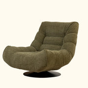 Sillón giratorio decorativo de chenilla con mechones amarillos