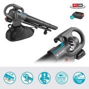 Aspirador/soplador de hojas a batería PowerJet Collect 18 V con función de aspiración y soplado, bolsa de recogida y velocidad ajustable, set