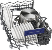 Siemens SR65YX08ME, lavavajillas inteligente iQ500 totalmente integrable, 45 cm de ancho, tercera bandeja para cubiertos, Zeolita, extra silencioso, aquaStop, apertura automática de puerta al finalizar el programa, varioSpeed, iluminación interior