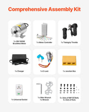 VEVOR Kit de motor eléctrico sin escobillas, 500 W, motor eléctrico de CC para karts, 36 V 3000 rpm, con controlador de velocidad y kit de acelerador, para bicicleta eléctrica, motocicleta, scooter