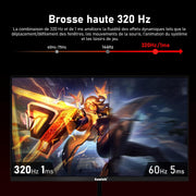 Monitor de PC IPS Gawfolk de 27 pulgadas, 2K WQHD (2560×1440P), monitor gaming de 320Hz, 1ms, sin bordes, 120% sRGB, gran angular de 178°, HDMI, DisplayPort, compatible con soportes de pared VESA 75x75mm - Negro