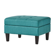 Otomana de almacenamiento de tela capitoné — Azul oscuro / Gris oscuro / Gris claro / Rojo intenso / Canela oscuro / Verde azulado, 1 plaza