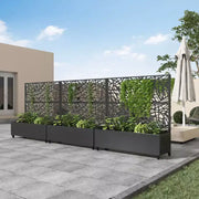 Jardinera MAYEERTY con enrejado de hierro, red negra, estilo 01, 72x47x16 pulgadas, juego de 3 piezas