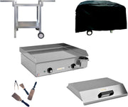 PLANCHAELEC - Pack completo plancha eléctrica NEO E530-2400W - Carro + accesorios - Acero inoxidable - Termostato regulable - 8 personas - Fabricado en Francia - L53 x P43 x A18 cm