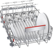 Lavavajillas inteligente Bosch Serie 2 SPV2IKX10E, totalmente integrable, 45 cm de ancho, cesta para cubiertos, secado extra con solo pulsar un botón, InfoLight punto de luz rojo en el suelo, protección AquaStop contra daños por agua, blanco