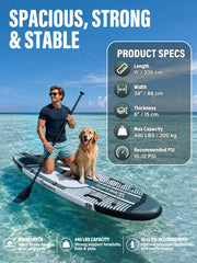 TIGERXBANG Tabla de surf de remo inflable (SUP) con accesorios, 335 × 86 × 15 cm, tabla SUP para adultos, colección Shadow