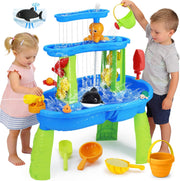 Mesa de agua para exteriores Lypsochaat para niños, juegos de agua para exteriores para niños, juguetes de actividades de verano para jardín y playa, juguete de exterior juego de agua para niños y niñas de 2 3 4 5 años azul