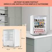 KLARSTEIN Mininevera para dormitorio y oficina, silenciosa, nevera bar 60L, para camping, estantes ajustables, ondulados para vino, latas, frigorífico de cerveza