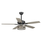 Ventilador de techo con jaula negra, 5 aspas, acabado Driftwood, 52 pulgadas, con control remoto