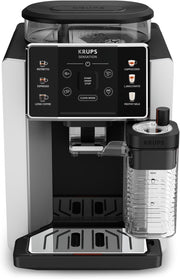 Krups Sensation Lait, Cafetera superautomática, máquina de espresso, 6 bebidas, Jarra de leche, Cappuccino, Interfaz táctil, Limpieza automática, Plateado, EA912E10