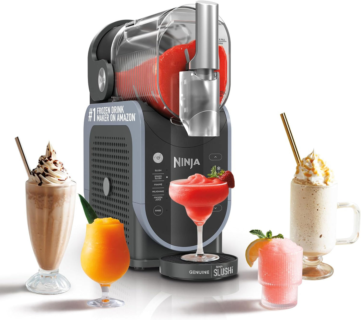 Máquina para granizados y bebidas congeladas Ninja SLUSHi con tecnología RapidChill | Recipiente de llenado fácil de 88 oz | 5 programas preestablecidos | Prepara margaritas, frappés y más | Con piezas aptas para lavavajillas | Negro | FS301