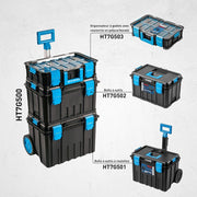 Högert Technik - Juego de cajas 4 en 1 HT7G500, herramientas de bricolaje, caja de herramientas, caja de herramientas con ruedas, resistente a daños, maletín de herramientas, cierres de ABS, estructura modular