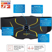 Entrenador abdominal EMS Max para estimulación muscular abdominal dirigida con controlador, cable de carga y cinta de extensión