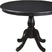 Mesa de comedor HomeRoots 42 con base de pedestal de madera sólida y madera manufacturada redondeada en color negro