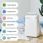 Aire acondicionado portátil Comfee Easy Cool 2.0, 7000 BTU 2,0kW, refrigeración, ventilación y deshumidificación, tamaño de habitación hasta 68m³ (25㎡), control por APP/Alexa/Google Home/IFTTT, aire acondicionado móvil con manguera de escape