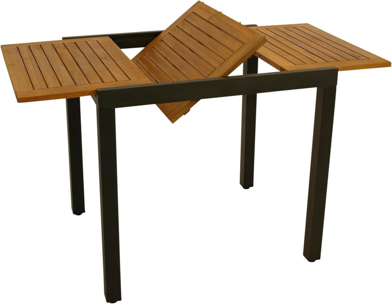 Mesa de jardín/balcón DEGAMO Vicenza de madera de acacia y aluminio, extensible 80/120x70cm, antracita, con certificación FSC