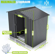 Cobertizo de jardín de metal 195x131x186cm 4,2m³ puerta corredera con marco de base antracita