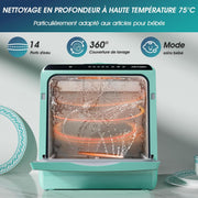 AIRMSEN Mini Lavavajillas de Encimera, 5+1 Programas, Depósito de Agua de 5L, Control Táctil y Pantalla LED, Adecuado para Cocinas Familiares, Apartamentos y Dormitorios, Verde